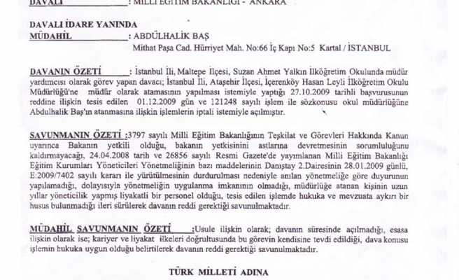 76. MADDE ATAMALARINDA YENİ KARAR (İstanbul-182) 