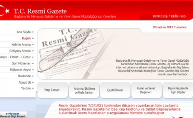 1 TEMMUZ TARİHLİ RESMİ GAZETE 