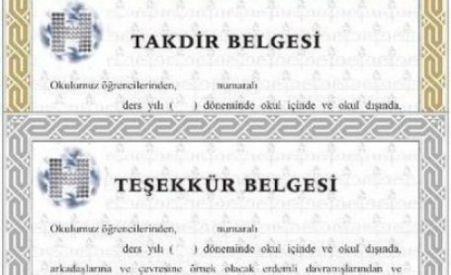 TAKTİR VE TEŞEKKÜR BELGELERİ VERİLECEK Mİ?